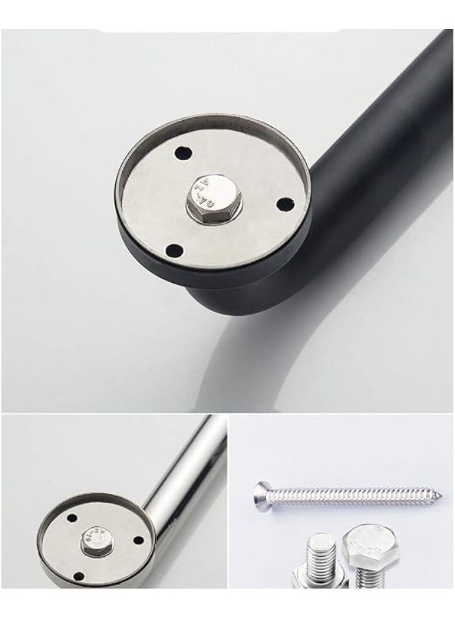 Stainless Steel L Angled Grab Bar, Anti-Slip Grab Rail Handle/Wall Mounting Towel Rail Bar/Bathroom Support Handle for Elderly Children Safe (Color : Black) - Image 5