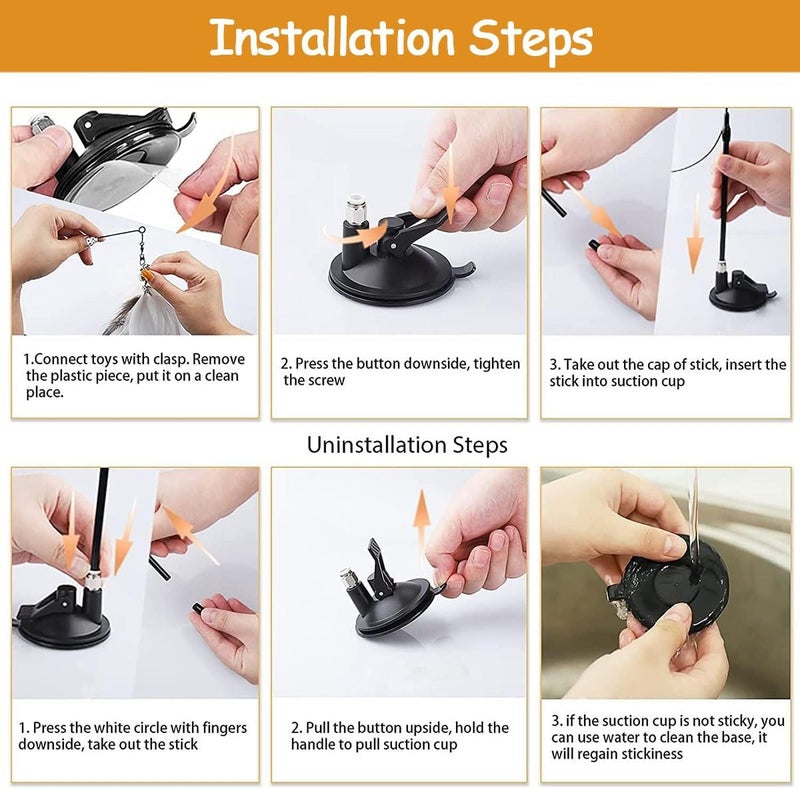 NeoStyle Cat Feather Toys,Cat Wand Toy with Powerful Suction Cup,Interactive Cat Toy Detachable Feather Replacements with Bell for Indoor Cats (Colourful Feather, Cat Teaser Toy with Suction Cup) - Image 3