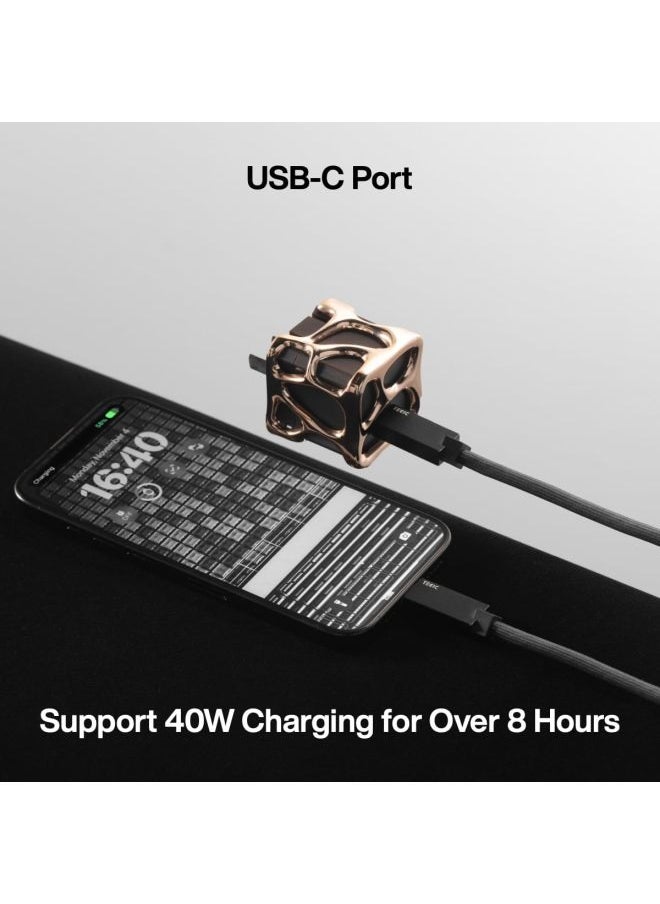 Angry Miao Emptiness USB C Charger Shiny Gold Block 40W GaN Portable Charger Fast Charging for iPhone 15/15 Plus/15 Pro/15 Pro Max 14/13 Series iPad Galaxy Andriod Pixel(Cable Not Included)