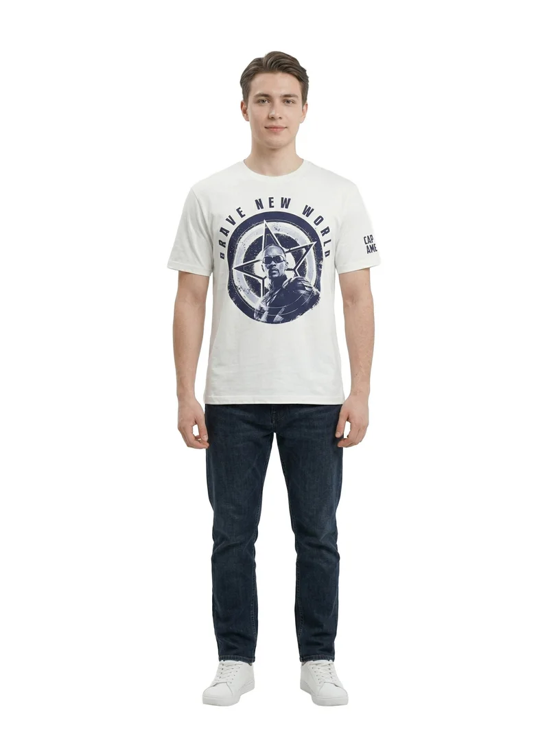 MARVEL Men’s Captain America “Brave New World” Graphic T-Shirt – White