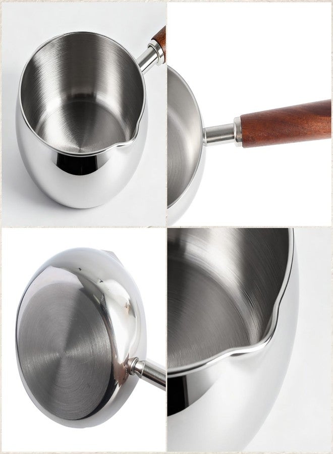 IMEEA Milk Pot 500ml Butter Warmer Pot SUS304 Stainless Steel Milk Saucepan with Wood Handle for Coffee Chocolate Melting - Image 2