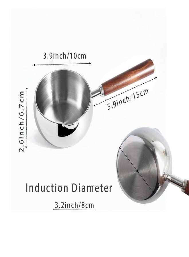 IMEEA Milk Pot 500ml Butter Warmer Pot SUS304 Stainless Steel Milk Saucepan with Wood Handle for Coffee Chocolate Melting - Image 3