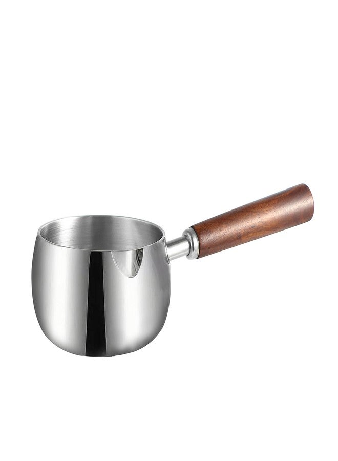 IMEEA Milk Pot 500ml Butter Warmer Pot SUS304 Stainless Steel Milk Saucepan with Wood Handle for Coffee Chocolate Melting - Image 1