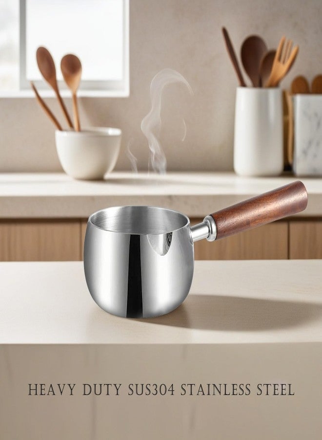 IMEEA Milk Pot 500ml Butter Warmer Pot SUS304 Stainless Steel Milk Saucepan with Wood Handle for Coffee Chocolate Melting - Image 5