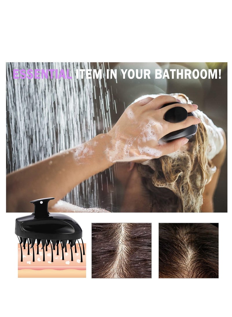 Sosoon Shampoo Brush Hair Scalp Scrubber Head Massager for Stress Relax Hair Growth, Shower Hair Brush for Women Men Kids, Black - Image 2