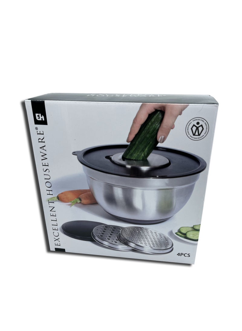 إكسلنت هاوسوير 4 Piece Mixing Bowl And Graters Stainless Steel  - Image 3