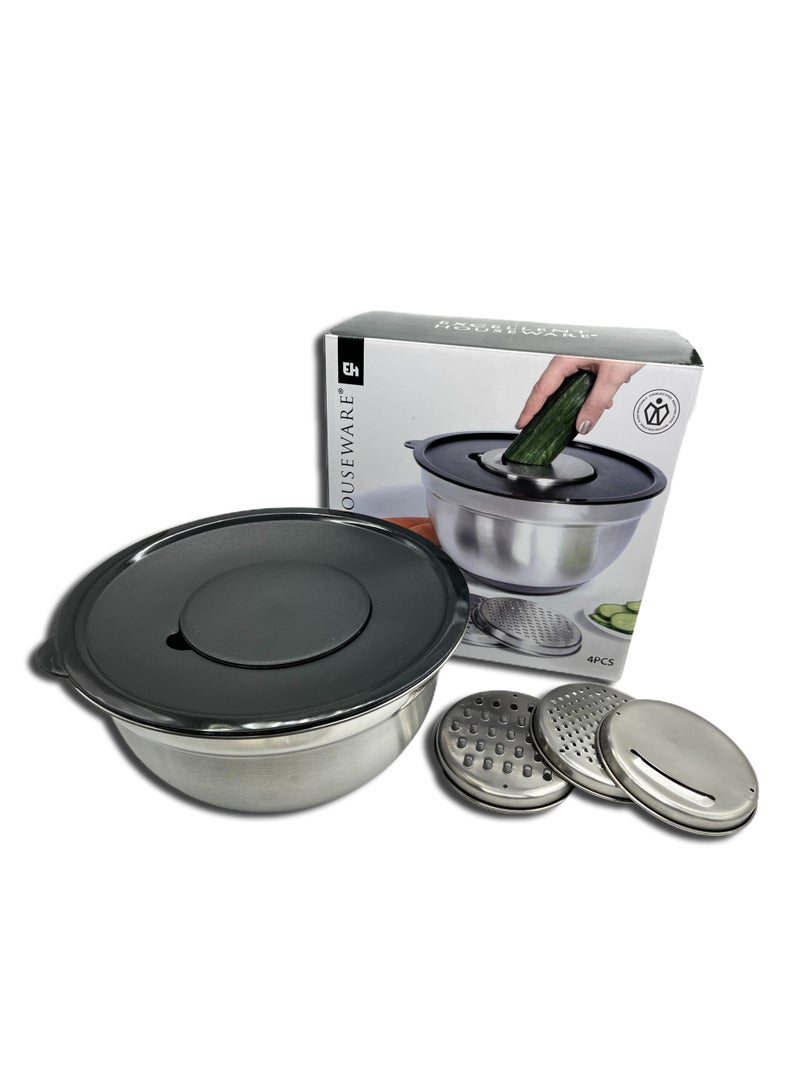 إكسلنت هاوسوير 4 Piece Mixing Bowl And Graters Stainless Steel  - Image 1