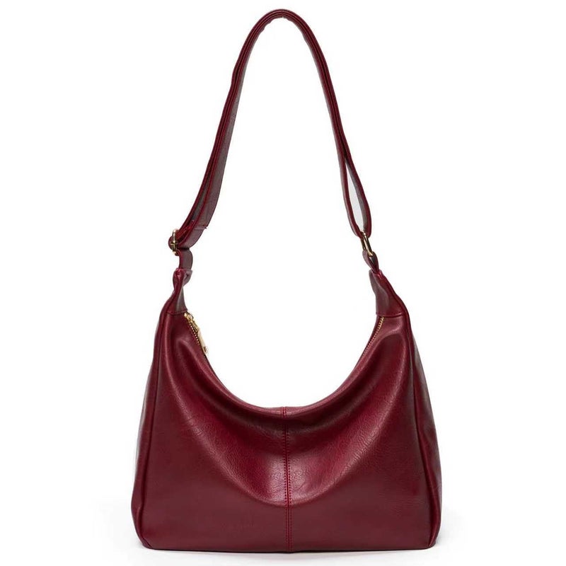 celestina Hobo Bags for Women Ultra Soft Foldable Vegan Leather Shoulder Handbag, Stylish Slouchy Tote Purses (Deep Burgundy) - Image 1