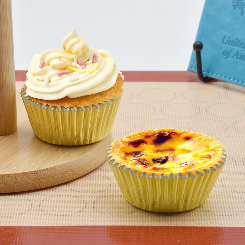 MODENGKONGJIAN 200 Pcs Gold Foil Cupcake Liners Standard Baking Cups Muffin Paper Cases - Image 3