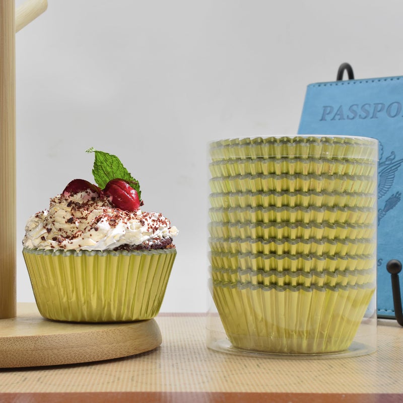 MODENGKONGJIAN 200 Pcs Gold Foil Cupcake Liners Standard Baking Cups Muffin Paper Cases - Image 4