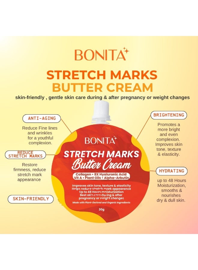 Bonita Stretch Marks Butter Cream 30 g Repair Moisturizing Skin Elasticity Scar Care Body Cream - Image 2
