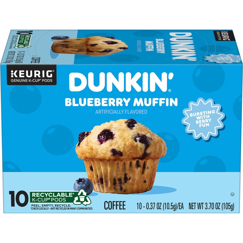 Dunkin' Blueberry Muffin Flavored Coffee, 10 Keurig K-Cup Pods - Image 1