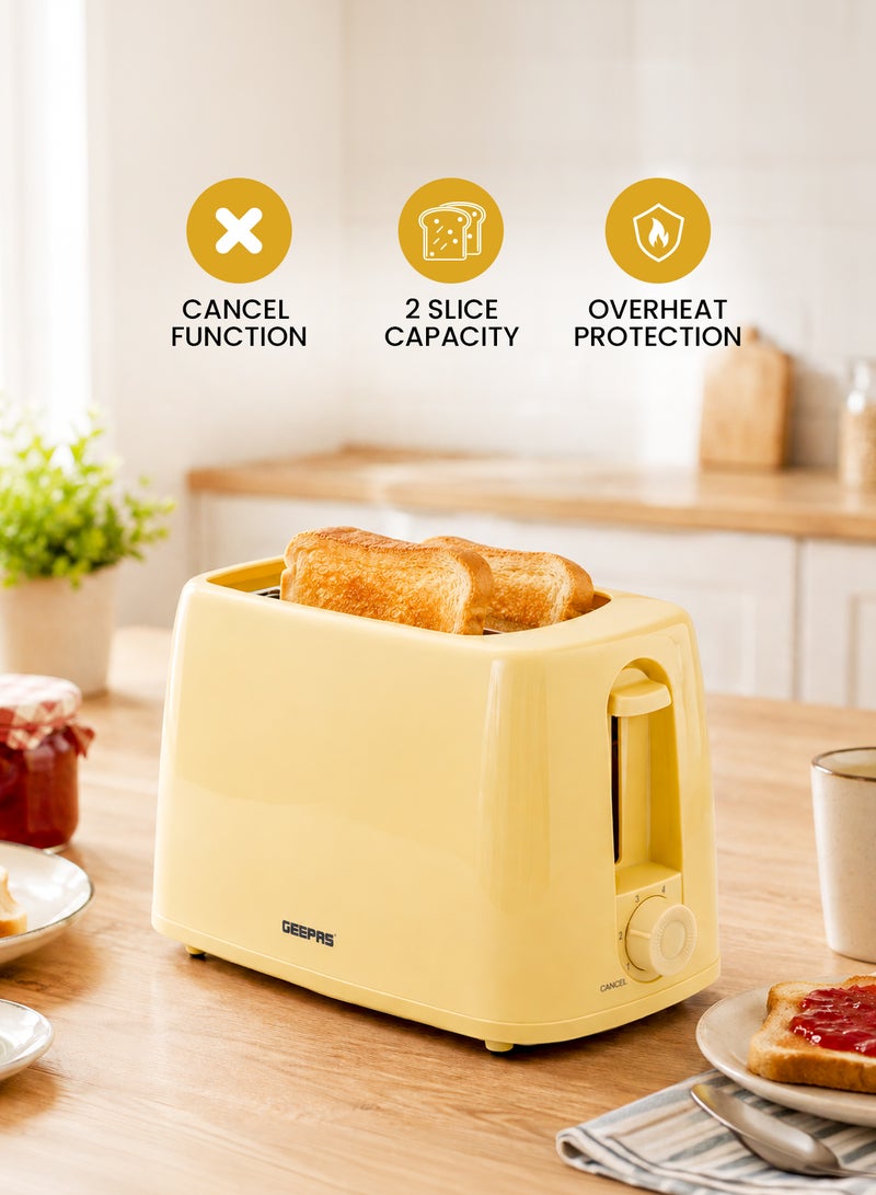 Geepas 2 Slice Bread Toaster 650W, 6 Browning Levels, Cancel Function, Removable Crumb Tray, Cord Storage, Compact Pop Up Electric Toaster,GBT36550UK-BG Beige 650 W GBT36550UK-BG Beige - Image 4