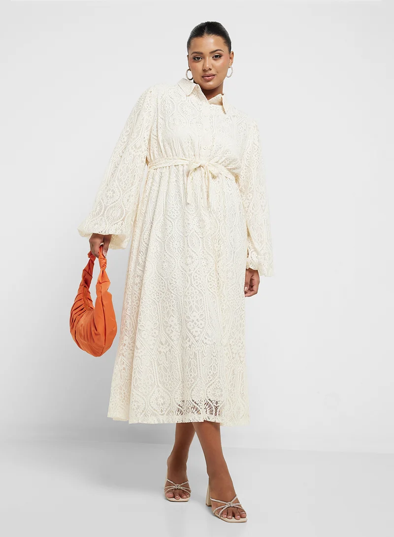 Ella Plus Lace Balloon Sleeve Dress