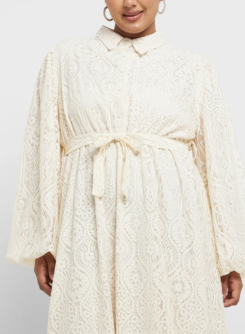 Ella Plus Lace Balloon Sleeve Dress