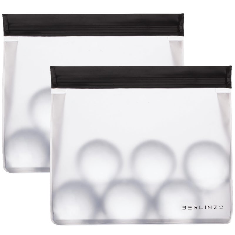 BERLINZO Reusable Ice Storage Bag - Freezer Safe Leak Proof Silicone and Plastic-Free Lunch Bag for Ice and Food Storage - BPA-Free - 2 Pack - Image 1
