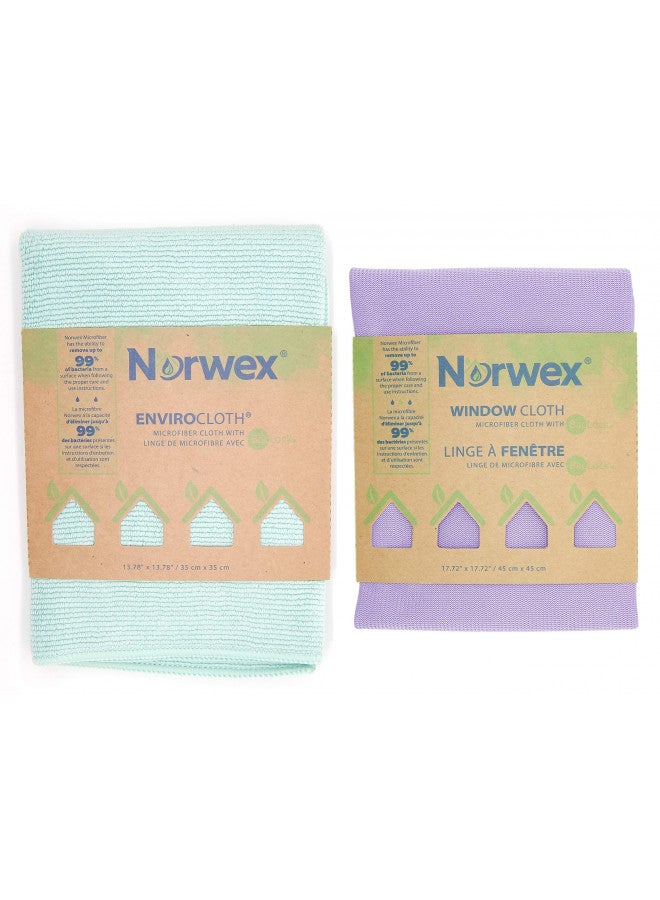 Norwex Basic Package - Microfiber - Glass Window Cleaning Cloth and Household Enviro Dusting Cloth Colors May Vary - Image 2