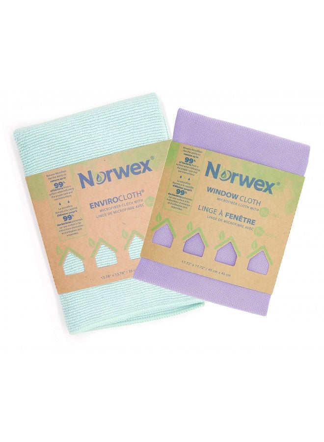 Norwex Basic Package - Microfiber - Glass Window Cleaning Cloth and Household Enviro Dusting Cloth Colors May Vary - Image 1