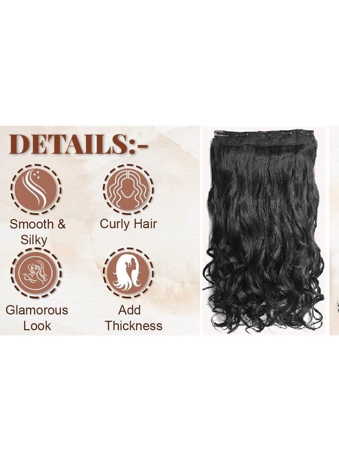 MoonEyes, Natural Curly/Wavy Hair Extensions in High Temperature Synthetic Fiber in 24 inch,5 Clips Head in 1 Piece For women and girls in (BLACK) - Image 4