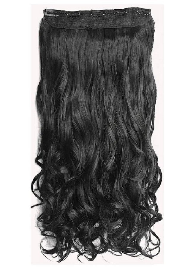 MoonEyes, Natural Curly/Wavy Hair Extensions in High Temperature Synthetic Fiber in 24 inch,5 Clips Head in 1 Piece For women and girls in (BLACK) - Image 2