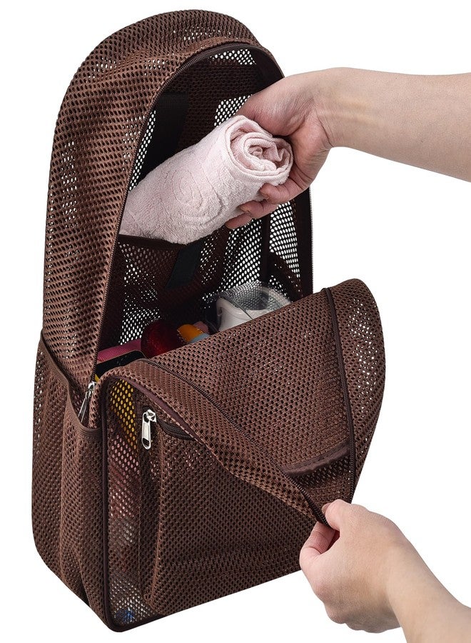 Oraben Heavy Duty Mesh Backpack, See Through College Backpack, Semi-transparent Mesh Bookbag for School, Work, Travel, or Beach Outings (Chocolate) - Image 5