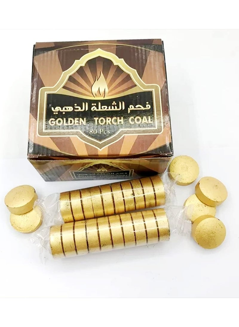 جولدن مجموعة فحم البخور سريع الإشعال من جولدن تورش - 80 قطعة  - Image 1