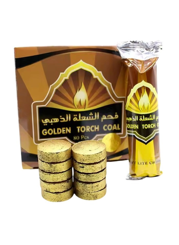 جولدن مجموعة فحم البخور سريع الإشعال من جولدن تورش - 80 قطعة  - Image 2