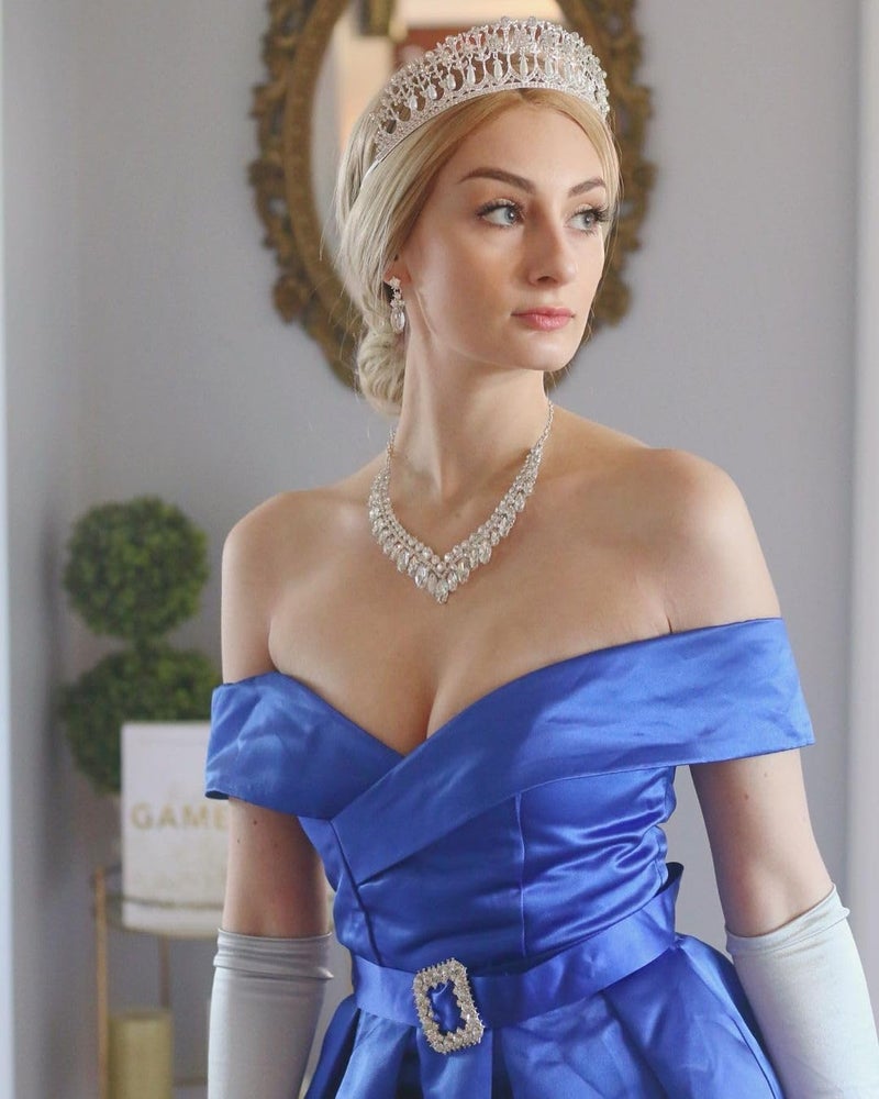 SWEETV Princess Diana Tiara for Women, Silver Pearl Wedding Crown for Bride, Rhinestone Costume Accessories for Birthday Party Prom - Image 5