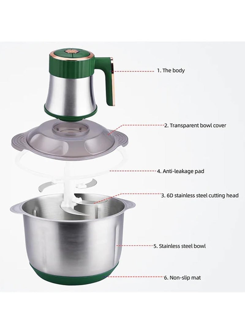 DubaiGallery Big Power Food Processor (800W), 5L Meat Chopper, Detachable/Washable Design + Easy Storage, Not Easy to Hurt Hands, for Eggs, Vegetables, Fruits,5L - Image 4