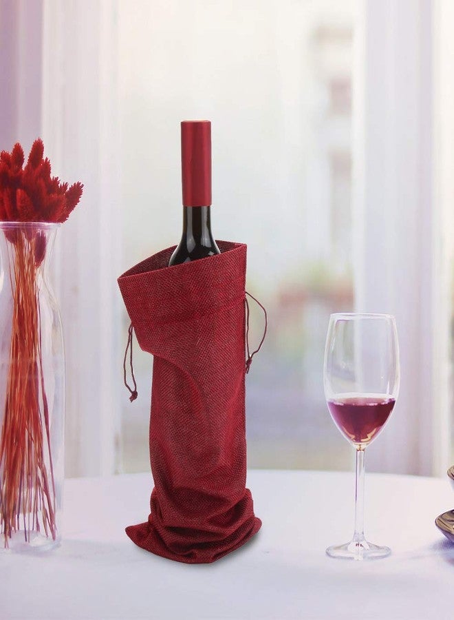 DERAYEE Burlap Wine Gift Bags, 12Pcs Christmas Jute Wine Bottle Bags with Drawstrings, Reusable with Tags for Party - Image 5
