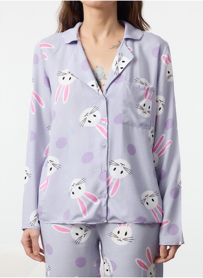 trendyol - Rabbit Patterned Viscose Mother Daughter Woven Pajama Set THMAW21PT0048 - Image 1