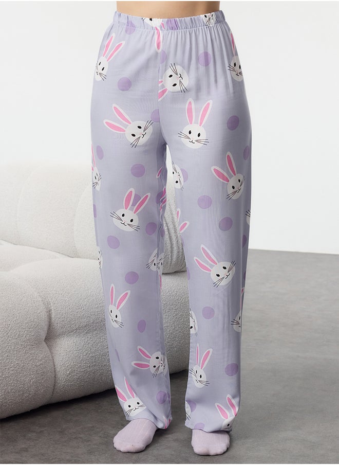 trendyol - Rabbit Patterned Viscose Mother Daughter Woven Pajama Set THMAW21PT0048 - Image 1