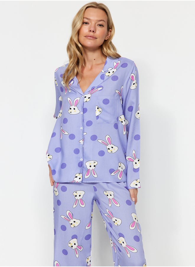trendyol - Rabbit Patterned Viscose Mother Daughter Woven Pajama Set THMAW21PT0048 - Image 1