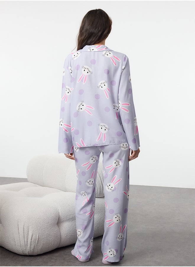 trendyol - Rabbit Patterned Viscose Mother Daughter Woven Pajama Set THMAW21PT0048 - Image 1
