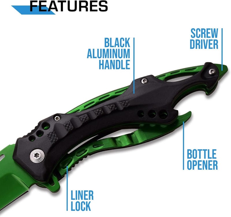 MTECH USA Folding Knife, 3.75-Inch Half-Serrated Blade, Titanium Coating, Glass Breaker, Pocket Clip - Image 4
