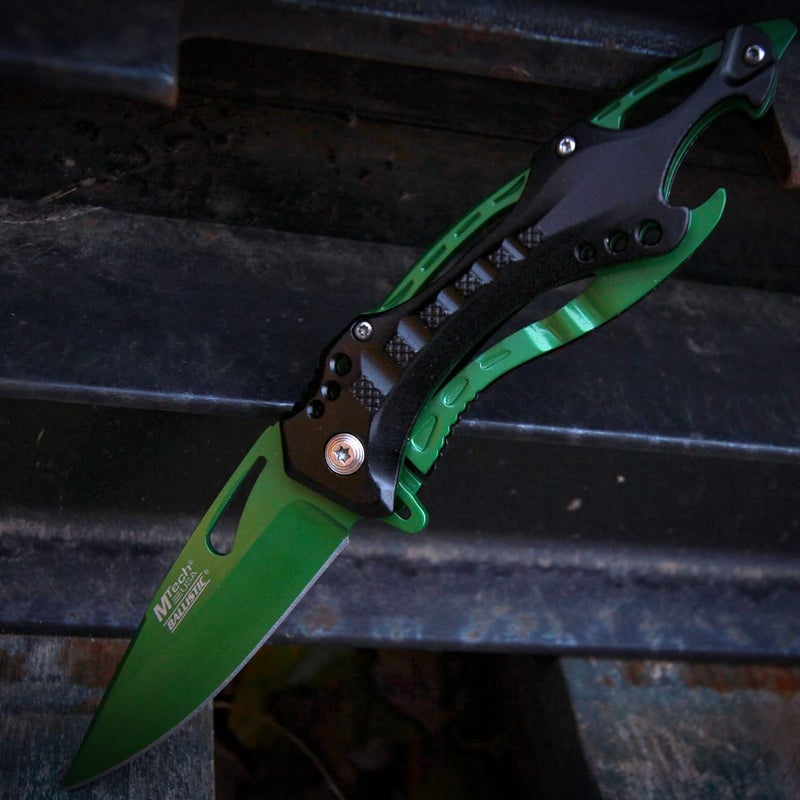 MTECH USA Folding Knife, 3.75-Inch Half-Serrated Blade, Titanium Coating, Glass Breaker, Pocket Clip - Image 5
