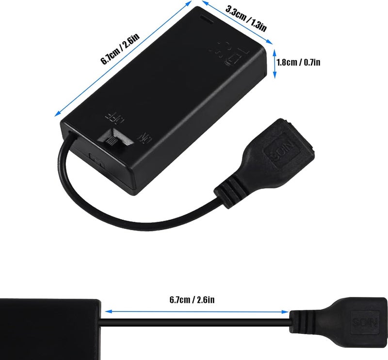 AEDIKO 2pcs 2 AA Battery Holder USB Switch 3V USB Female Socket 2x 1.5V AA Battery Case Box Holder On/Off Switch for RC Cars LED Light - Image 4