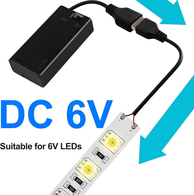 AEDIKO 2pcs 2 AA Battery Holder USB Switch 3V USB Female Socket 2x 1.5V AA Battery Case Box Holder On/Off Switch for RC Cars LED Light - Image 2