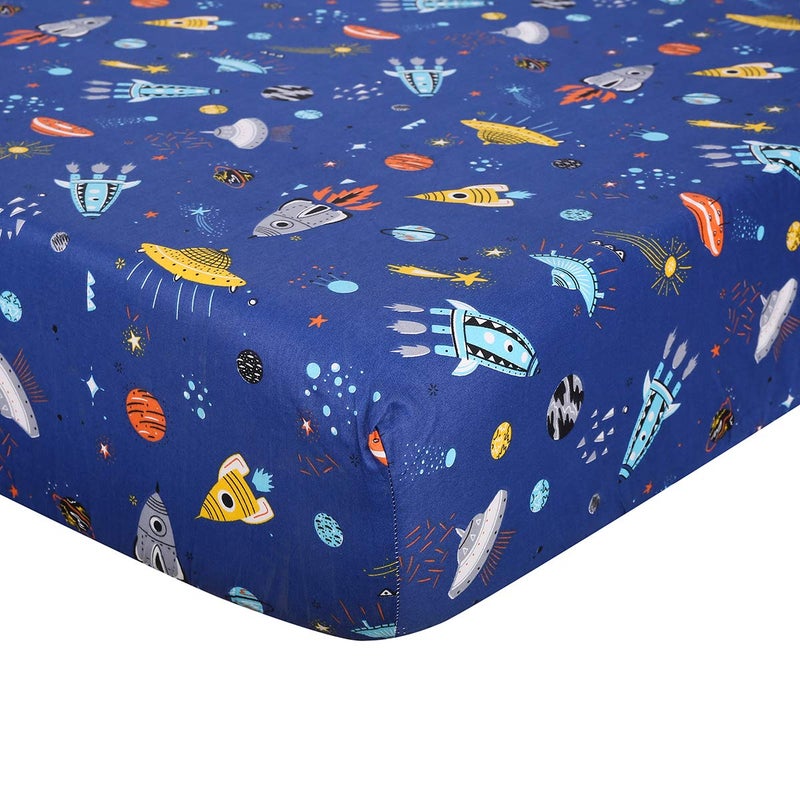 UOMNY Astronaut Space Galaxy Baby Crib Sheet - Fitted Toddler Sheet Polyester Baby Sheet for Standard Crib and Toddler mattresses Nursery Bedding Sheet Crib Mattress Sheets for Boys 1 Pack - by UOMNY - Image 1
