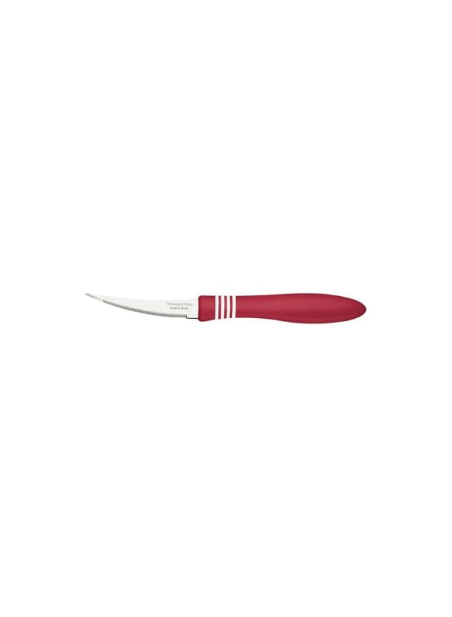 TRAMONTINA TRAMONTINA COR&COR fruit Knife 7.62 cm – Stainless Steel Blade, Ergonomic Red Handle, Precision Cutting, Durable & Rust-Resistant, Ideal for Fruit, Kitchen & Dining 