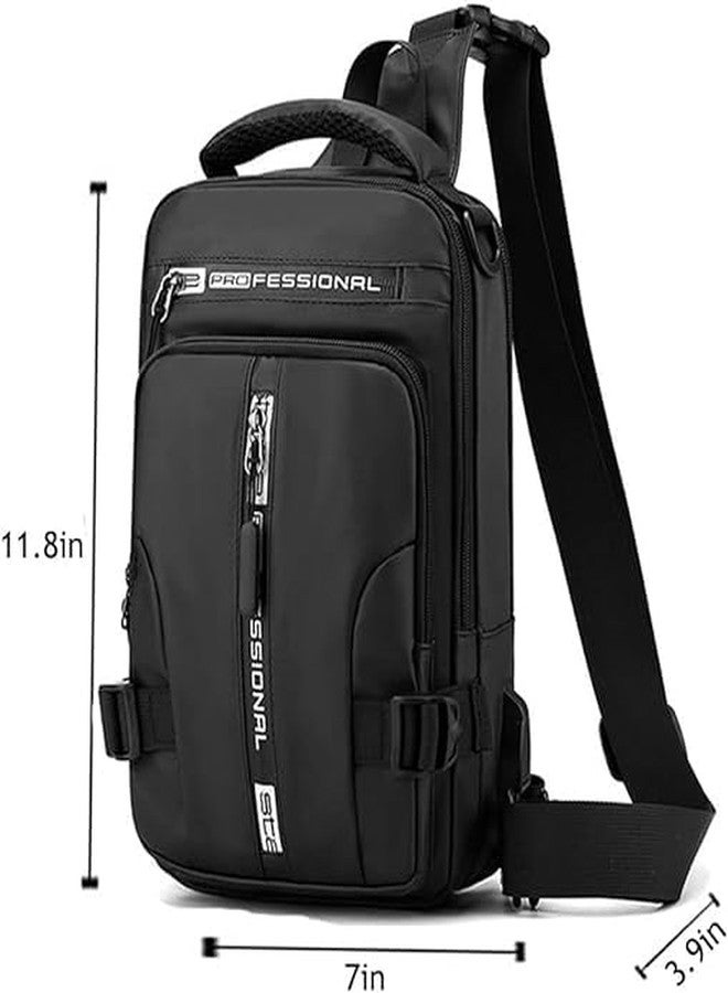 JAGDIV Men Sling Bag Shoulder Crossbody Backpack with Adjustable Strap Waterproof Chest Bag with USB Charging - Image 2