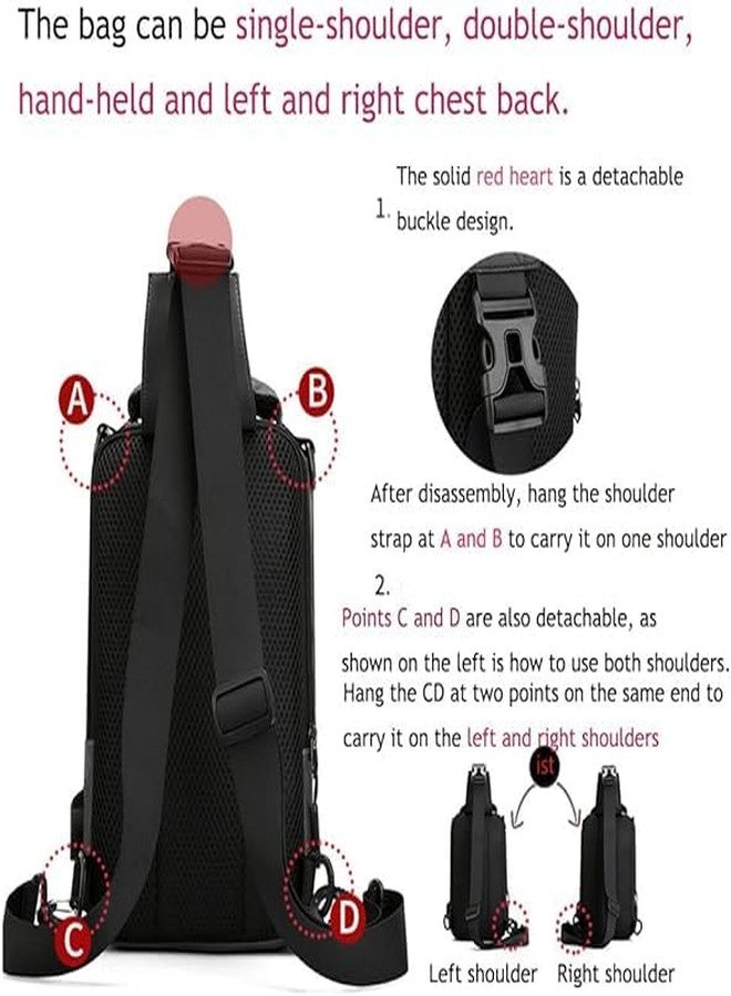 JAGDIV Men Sling Bag Shoulder Crossbody Backpack with Adjustable Strap Waterproof Chest Bag with USB Charging - Image 4