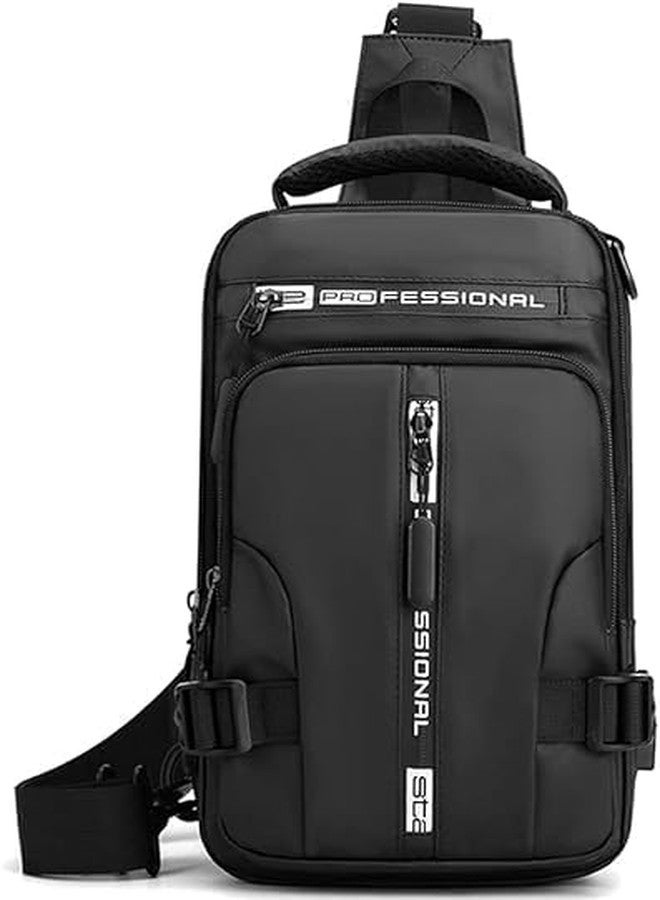 JAGDIV Men Sling Bag Shoulder Crossbody Backpack with Adjustable Strap Waterproof Chest Bag with USB Charging - Image 1