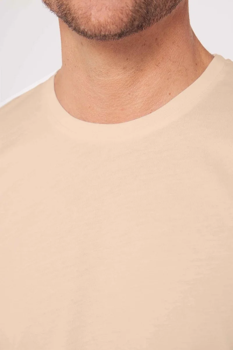Tudors Men's Slim Fit Slim Cut 100% Cotton Soft Texture Cream Color Crew Neck T-Shirt