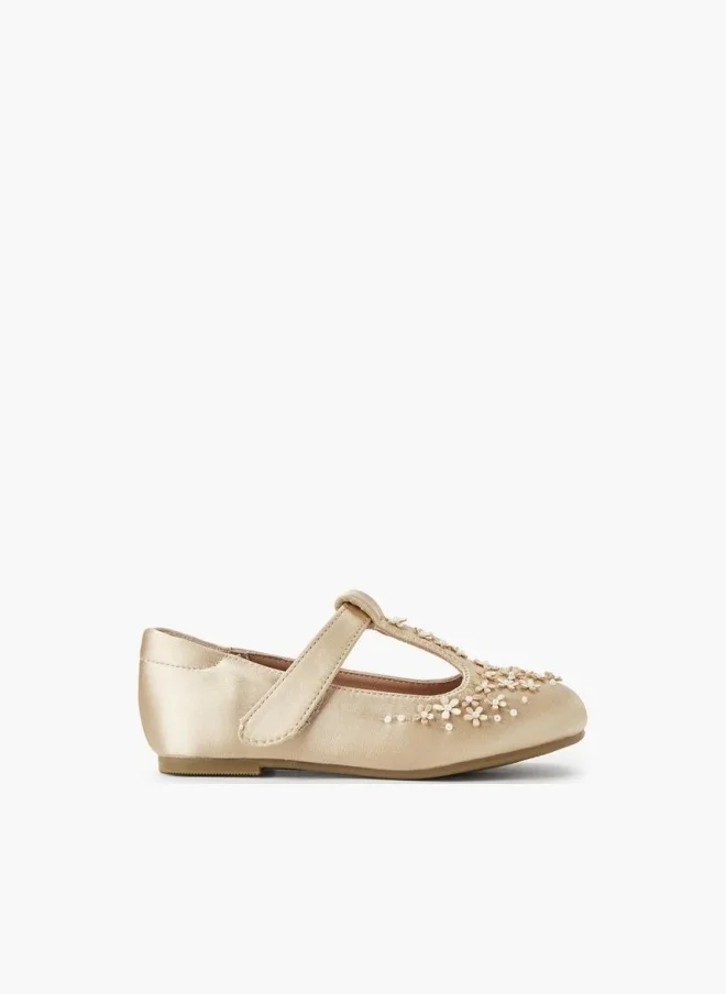 JUNIORS Girls Floral Embellished Mary Jane Shoes