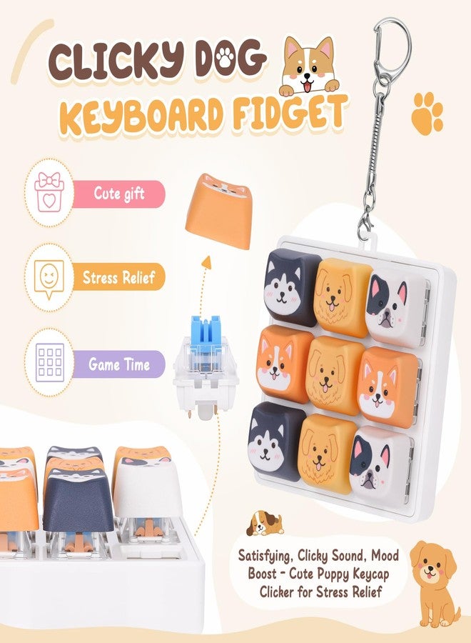 Netholid 9-in-1 Dog Keyboard Fidget Toys for Adults Clicky Keyboard Clicker Fidget Keychain Gifts for Dog Lovers Office Stress Relief ASMR (1P, 9IN1-Dog) - Image 3