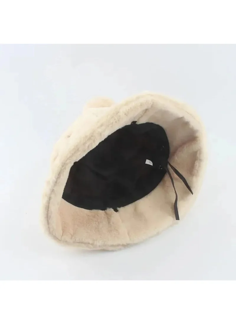 Uniquerrs Women's Cute Bear Ear Plush Bucket Hat