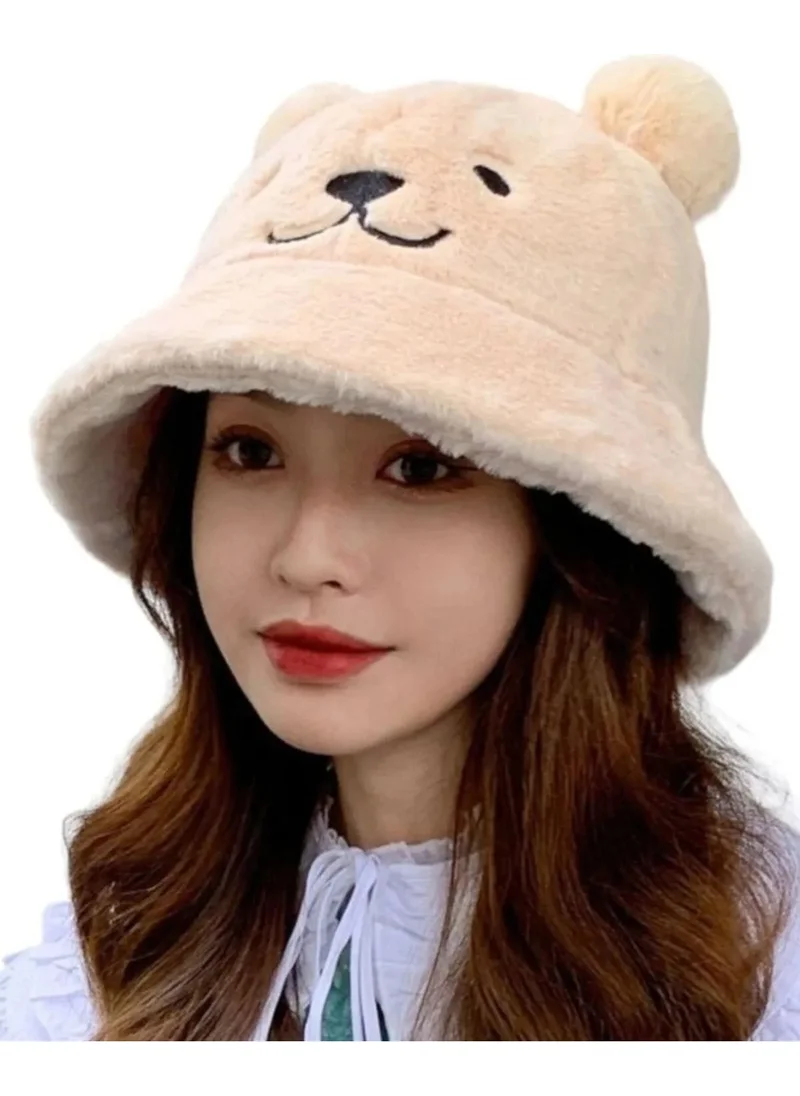 Uniquerrs Women's Cute Bear Ear Plush Bucket Hat
