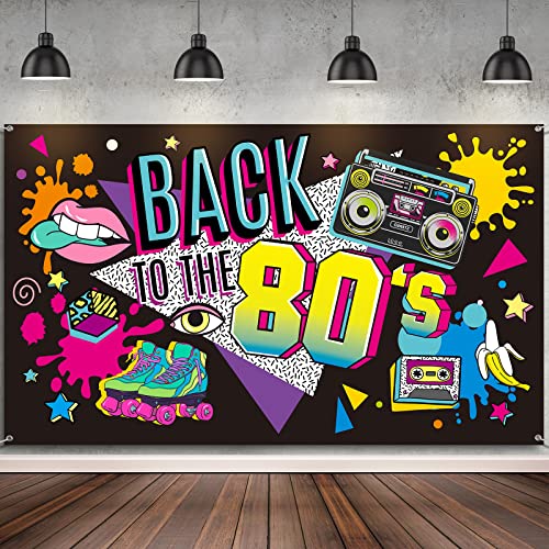 Irenare Back to The 80's Party Banner Backdrop Decorations Supplies for Photography Background, 73 x 43 x 0.04 Inch - Image 1