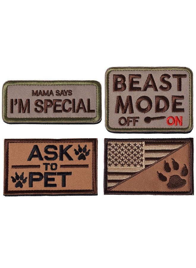 U-LIAN U-LIAN 4 Pieces Dog Pet Patch Beast Mode On Ask to Pet US Flag Dog Tracker Mama Says I'm Special Funny Hook and Loop Patches Sevice Dog Multitan - Image 1